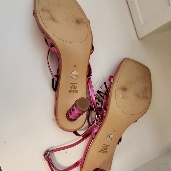 Zara hot pink sandals with geometric heel - Picture 5 of 7